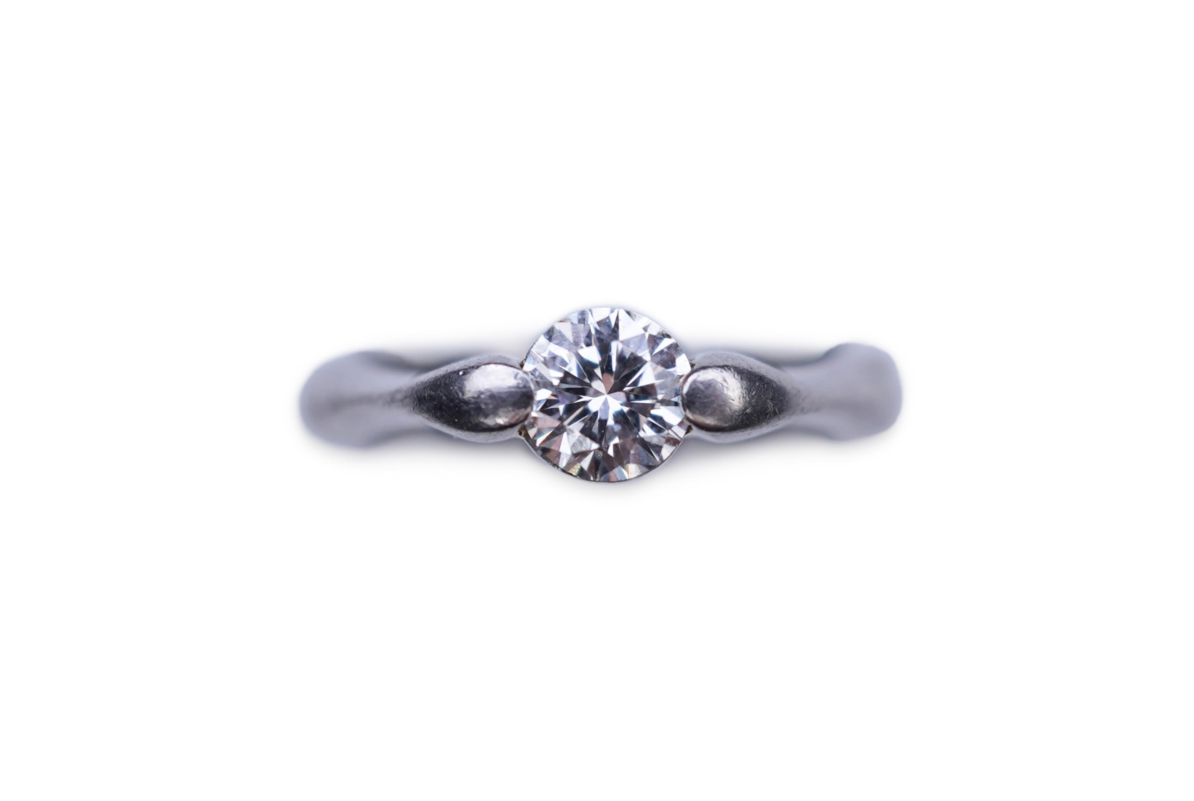 A diamond solitaire ring